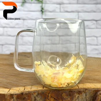 لیوان پیرکس دوجداره گلدار 350 میل - Image 4