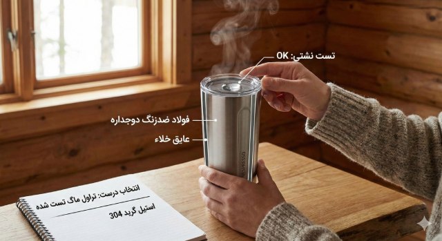 قرار دادن درست درپوش تراول ماگ