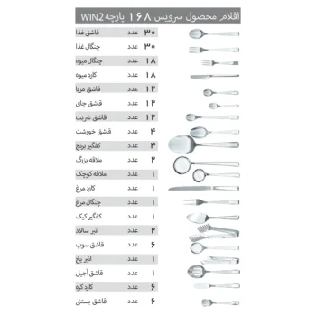 سرویس قاشق و چنگال 168 پارچه 30 نفره win2 -54 - Image 4