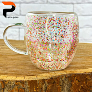 لیوان پیرکس دوجداره نگین دار