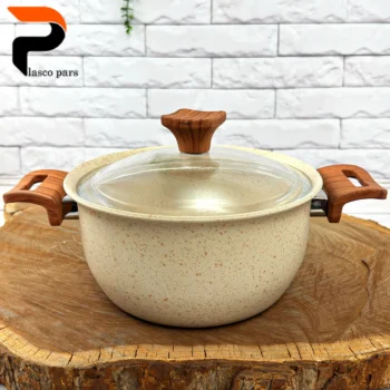 قابلمه 20 ونیز دسته چوبی درب پیرکس کرمی هاناتک - Image 8