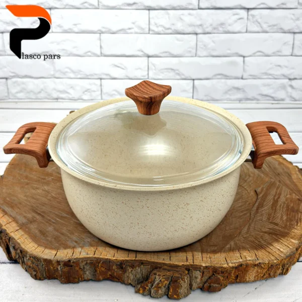 قابلمه 24 ونیز دسته چوبی درب پیرکس کرمی هاناتک