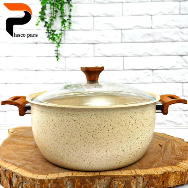 قابلمه 28 ونیز دسته چوبی درب پیرکس کاپوچینو هاناتک