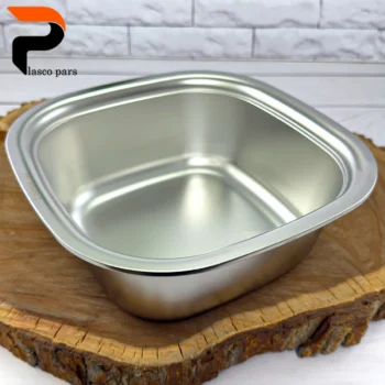 لگن مربع جدید استیل 28 سانت - Image 2