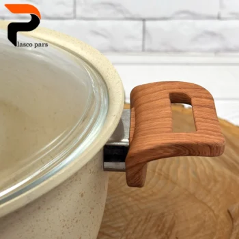 قابلمه 28 ونیز دسته چوبی درب پیرکس کرمی هاناتک - Image 4