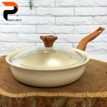 تابه 24 ونیز تکدسته دسته چوبی درب پیرکس کرمی هاناتک - Image 5