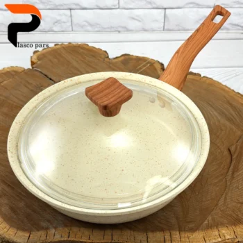 تابه 24 ونیز تکدسته دسته چوبی درب پیرکس کرمی هاناتک - Image 3