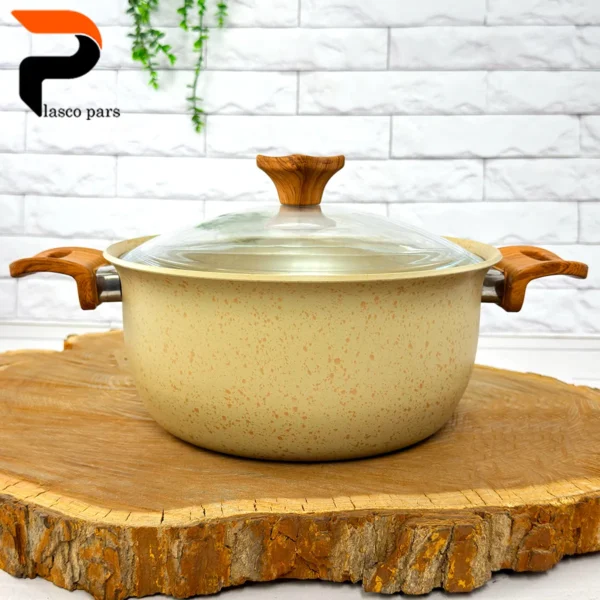 قابلمه 24 ونیز دسته چوبی درب پیرکس کاپوچینو هاناتک