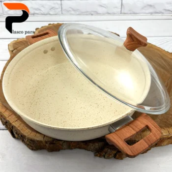 تابه 28 ونیز دودسته دسته چوبی درب پیرکس کرمی هاناتک - Image 6