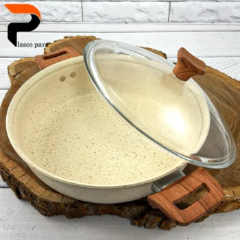 تابه 28 ونیز دودسته دسته چوبی درب پیرکس کرمی هاناتک - Image 5