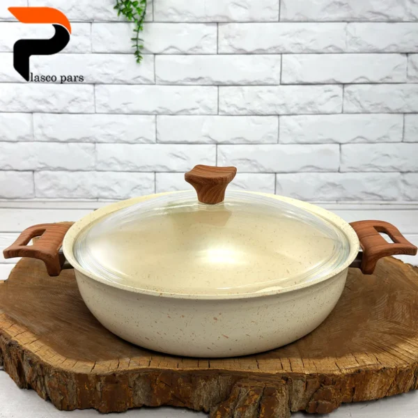 تابه 28 ونیز دودسته دسته چوبی درب پیرکس کرمی هاناتک