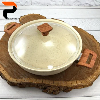 تابه 28 ونیز دودسته دسته چوبی درب پیرکس کرمی هاناتک - Image 2