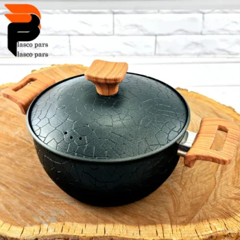 قابلمه 20 آنتیک دسته چوبی گرانیتی مشکی هاناتک - Image 5