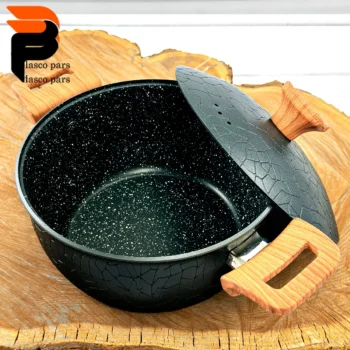 قابلمه 20 آنتیک دسته چوبی گرانیتی مشکی هاناتک - Image 2