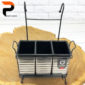 جاقاشقی آویز مستطیل 3 قلو نقره ای تایلندی بازن - Image 4