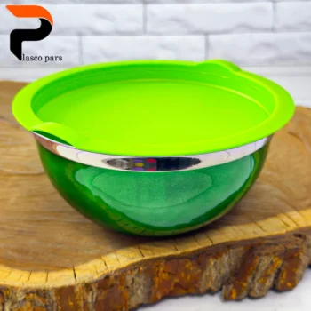 کاسه استیل رنگی درب رنگی سایز 2