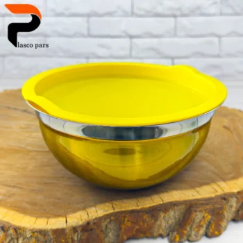 کاسه استیل رنگی درب رنگی سایز 3