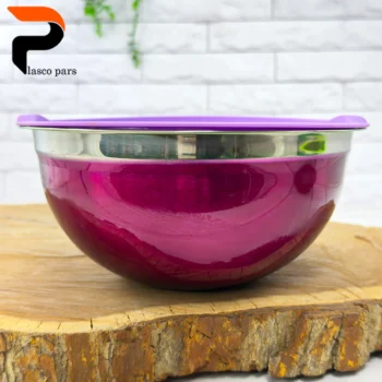 کاسه استیل رنگی درب رنگی سایز 4 - Image 2