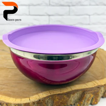 کاسه استیل رنگی درب رنگی سایز 4