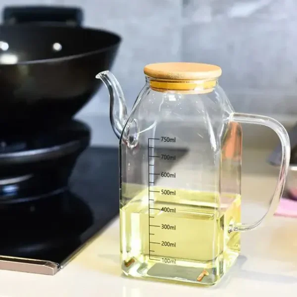 جاروغنی پیرکس مربع 750 میل درب بامبو