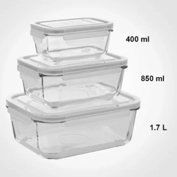 ست ظرف شیشه ای مستطیل 6پارچه لیمون - Image 5