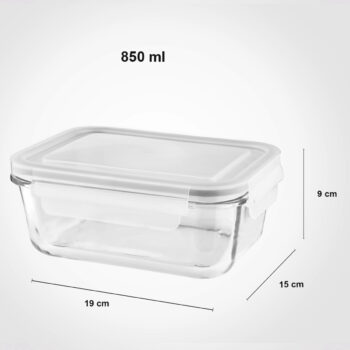 ست ظرف شیشه ای مستطیل 6پارچه لیمون - Image 4