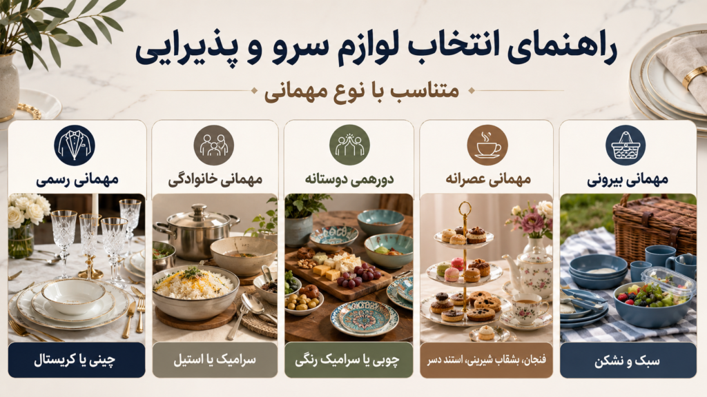 چگونه لوازم سرو و پذیرایی را متناسب با نوع مهمانی انتخاب کنیم؟