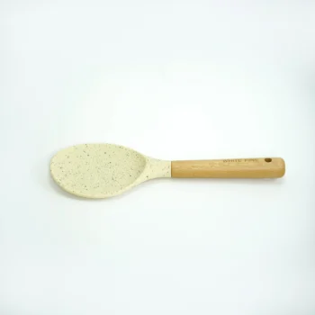 کفگیر تخت گرد سیلیکونی دسته چوبی 3840 کرم وانیلی WP - Image 4