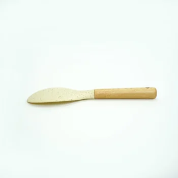 کفگیر تخت گرد سیلیکونی دسته چوبی 3840 کرم وانیلی WP - Image 2