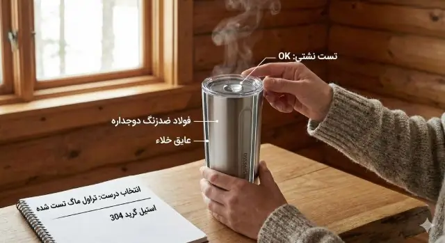 قرار دادن درست درپوش تراول ماگ